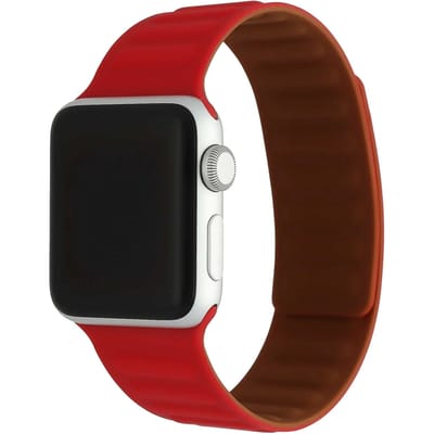 123watches solo ribbel bandje - siliconen - rood - 38 · 40 · 41 & 42 mm - Geschikt voor Apple Watch series 1/2/3/4/5/6/7/8/9/10/11/12/SE/SE2/SE3