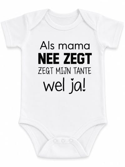 Romper baby tekst tante jongen meisje | Als mama nee zegt zegt mijn tante wel ja | korte mouw |wit | maat 74-80