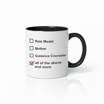 Moeder Rolmodel & Mentor Checklist Mok - Zwart & Wit Contrast Design - Uniek Cadeau voor Mama