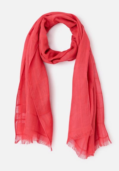 Damart - Stola van geruite stof - Dames - Rood - Eén maat