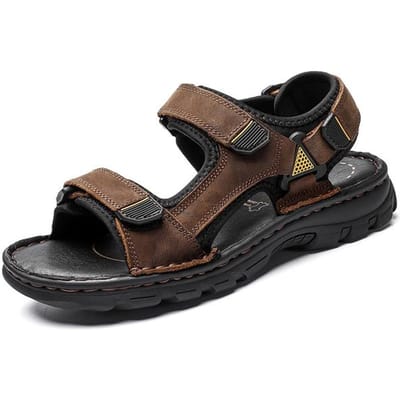 Echt Leer Comfortabele Heren Sandalen Zomer Heren Casual Schoenen Ademend Strand Sandalen Mode Coole Schoenen Plus Size 38 -48 43