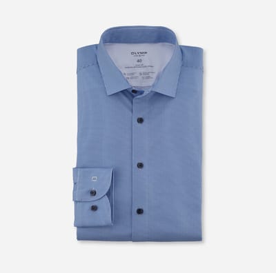 Olymp overhemd blauw body fit semi-wide collar