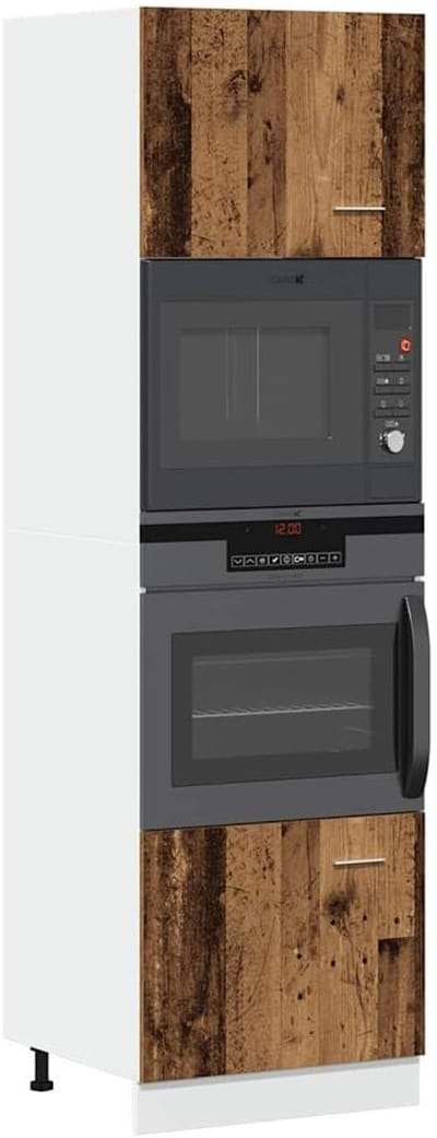 Magnetronkast Houtlook - Keukenkast - Keuken Opbergen - Stijlvol Design - 60x57x207 cm - Oud Hout
