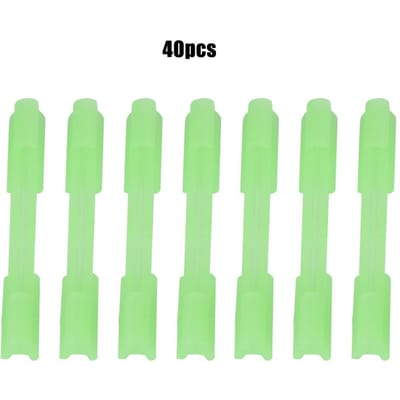 40 STUKS Light Stick Clip-on Houder Past op Hengeltop Nachtvissen Fluorescerende Glow Sticks (M) green