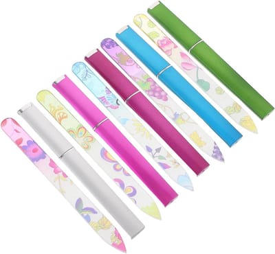 5 Stuks Delige Set Glazen Nagelvijlen met Etui Dubbelzijdige Kristallen Vijl in Pastelkleuren Fijne Nagelverzorging voor Natuurlijke Vingernagels Beschermend Geschikt voor Thuis