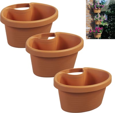 3 Ruime Regenpijp Bloempotten Plantenpotten Terra 27x23x14cm