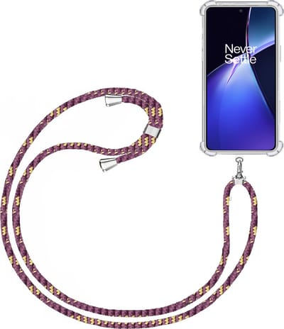 Telefoonkoord + Hoesje Geschikt voor OnePlus Nord CE4 Lite - Lengte Verstelbaar - Telefoonketting - Shock Proof Case - Paars