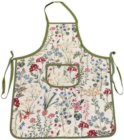 Schort - luxe gobelinstof - Gaby - Veldbloemen - Wilde Bloemen - 85x70 cm - Groene Rand