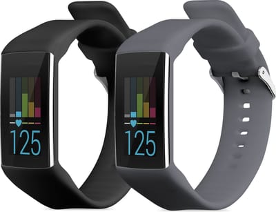 kwmobile 2x horlogebandjes geschikt voor Polar A360 / A370 bandje - Smartwatch bandjes van TPU - Activity tracker horloge band in zwart / grijs