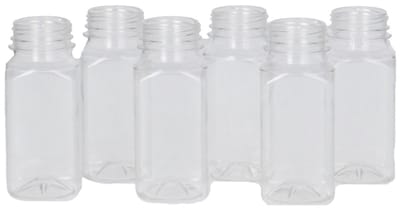 6 x Sapfles Plastic 75 ml - Vierkant - PET Flessen met Dop zwart- PET Kunststof BPA-vrij - Plastic Flessen Navulbaar - Met Dop - Lege Flessen - 6 stuks