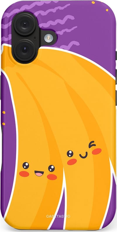 Casetastic hoesje geschikt voor Apple iPhone 16 - MagSafe - Dubbellaagse bescherming - Blije Banaan - Fashion Case - Lavendel Geel
