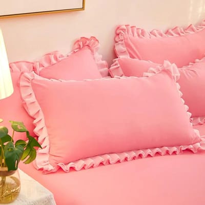 Ruffle Kant Design Kussensloop Koreaanse Stijl Zacht Gewassen Katoen Kussensloop Super Schattige Kussensloop 48x74cm Kussenhoes Kamer Decoratie 48x74cm