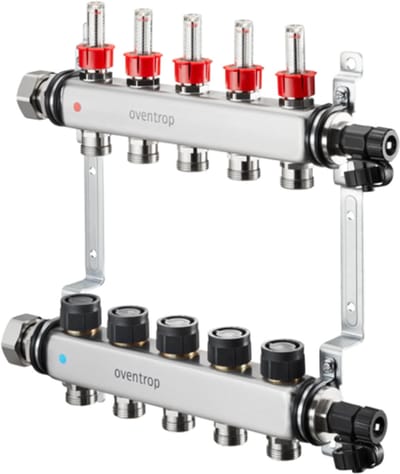 OVENTROP Verwarmingscircuitverdeler Multidis SF met geïntegreerde debiet-, meet- en regelinzetstukken in de aanvoer, 0-5 l/min, 3 circuits, 1406353