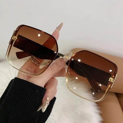 Modieuze High-End Zonnebril Trendy High-End Groot Montuur UV Anti-licht Bril Voor Vrouwen 90316 brown