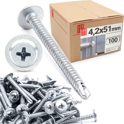 LUN FIX - Bohrschrauben 4,2 x 50 mm - 100 stuks -Zelfborende - Metaal schroeven