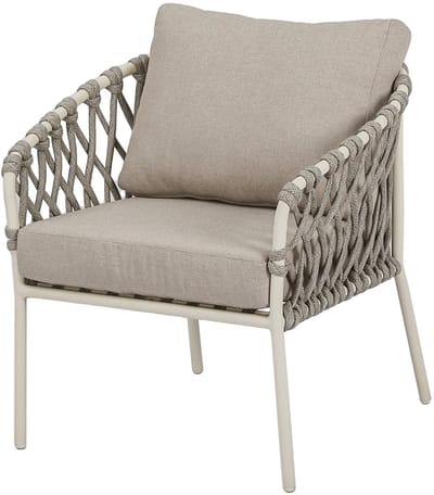 Amalfi low dining tuinstoel natural sand aluminium latte