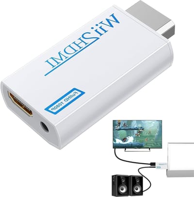 HDMI Adapter voor Wii, Full HD 1080p Video Converter met 3.5mm Audio Uitgangen, Geschikt voor TV's en Projectoren