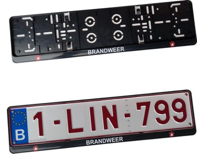 Nummerplaathouder BRANDWEER ABS voor nummerplaat 520x110mm BELGIË‎‎‎‎
