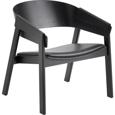 Muuto - Cover Lounge Stoel met stoffering - Leer zwart