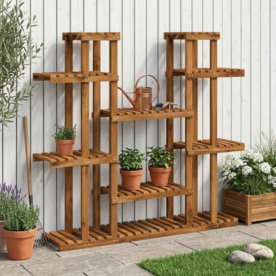 vidaXL - Plantenstand - Naturel - 123 - x - 25 - x - 114,5 - cm - Massief - Acacia - Hout