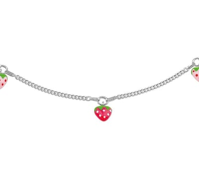 YO&NO - Ketting - Zilver - Gourmet - Aardbei - 1,9mm - 38cm - Kinderen - Gerhodineerd - Zilver 925