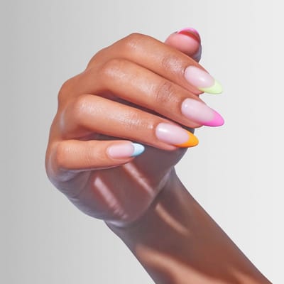 Artistic Nail Design Colourluxe Press On Tips ' Haute French' ( Short Almond )