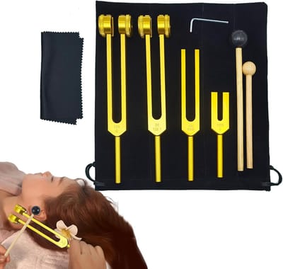 Geluidsinstrument Stemvork - Resonantie Vork - Meditatie Yoga - 128 Hz Frequentie - 21.5 cm - Goud