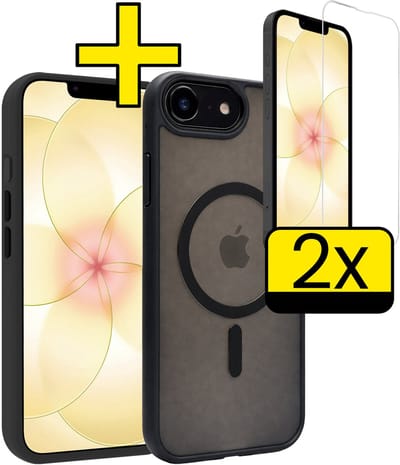 Hoesje - Met 2x Screenprotector - Geschikt voor Apple iPhone 17e - Magsafe Compatible - Sterk & Shockproof - Back Cover - Shock Proof Case - Telefoon Hoes - Telefoonhoesjes - Zwart