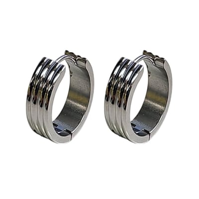 Fako Bijoux® - Oorbellen - Oorringen - Stainless Steel - Quatro - 4mm Breed - Zilverkleurig