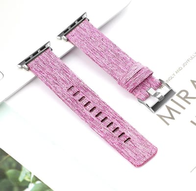By Qubix - Geschikt voor Apple Watch bandje - Canvas nylon bandje - Paars - Geschikt voor Apple Watch 44mm / 45mm / 46mm / 49mm (Ultra 1,2 en 3) - nylon - bandje iWatch