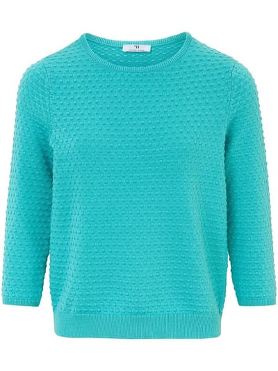 Trui ronde hals 100% SUPIMA®-katoen Van Peter Hahn turquoise