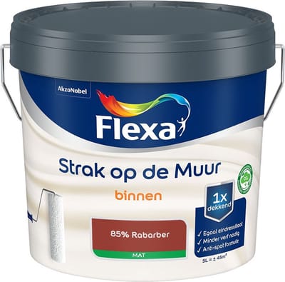 Flexa - Strak Op De Muur Binnen Mat - 85% Rabarber - Mengverf - 5 L