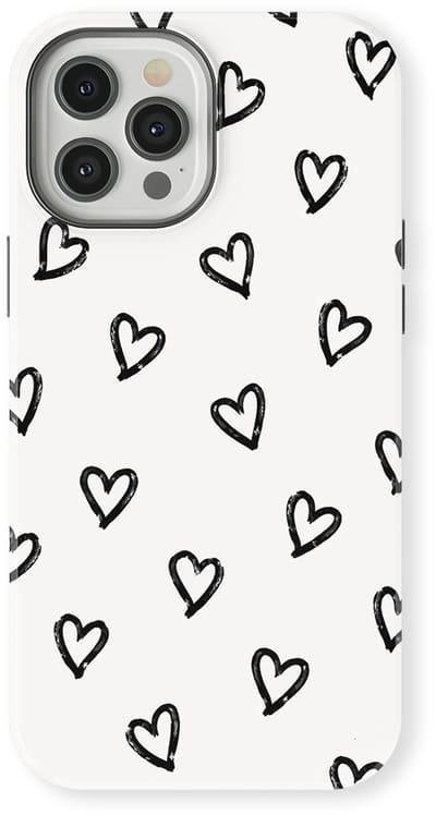 Tough Hoesje met Hartjes geschikt voor iPhone 12 Pro | Little Love Tough Case Geschikt voor Mag | Hartjes Print Backcover geschikt voor iPhone 12 Pro Mono Hearts