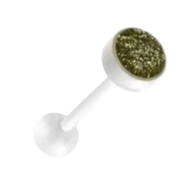 Aramat Jewels | Tongpiercings | Bioplast Witte Glitter Tongpiercing | Paars | |8mm | Kunststof | Volwassenen | Verkleurd niet