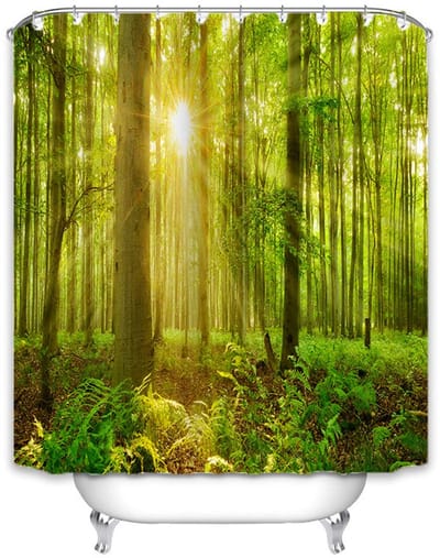 Ibenzoa® Waterafstotend Douchegordijn met Bosmotief 240 x 200 cm Inclusief Ringen