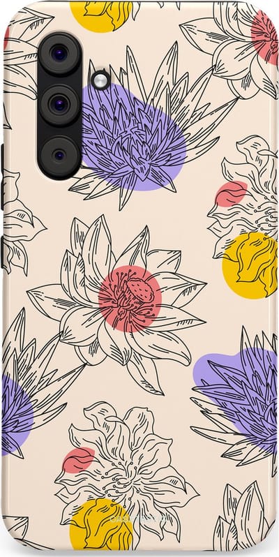 Casetastic Hoesje Geschikt voor Samsung A54 (5G) - Stijlvolle Beschermende Duo-layer Case - Bloemenschets