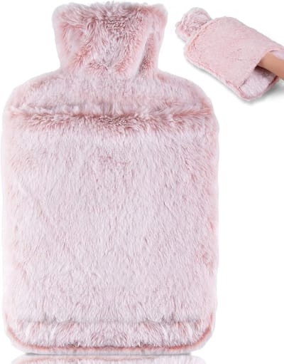 Warmwaterkruik met Zachte Hoes - 2 Liter Lekdichte Natuurrubber Kruik - Met Opbergzak, Pijnverlichting - Voor Mannen en Vrouwen - Kruik - Roze - 30 x 20 cm - 1 Stuk
