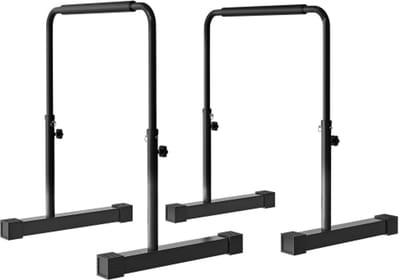 Dipstang Dipstation 2‑Set, Verstelbare hoogte 80‑100cm, Antislip fitnessrek voor krachttraining, staal zwart