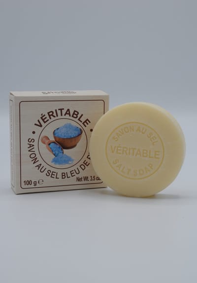 Ronde zeep in doos met blauw zout - La Savonnerie de Nyons - Sel bleu de Perse