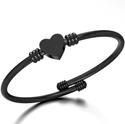 Malinsi® Armband Dames Unique Hart - Compleet RVS - Zwart - Armbandjes Verstelbaar - Armbandje Vrouw