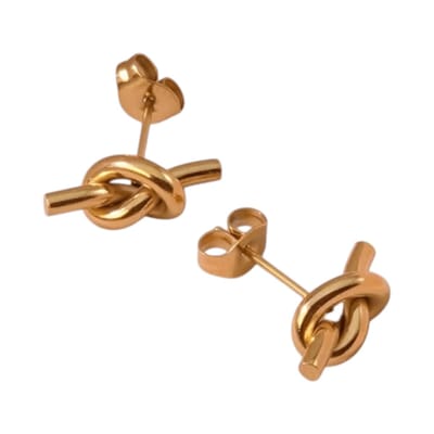 Aramat Jewels | Oorbellen | Goudkleurige Oorstekers met Knoop – 14x5,5mm RVS | | | |5mm | Staal | Kinderen, Volwassenen | Verkleurd niet