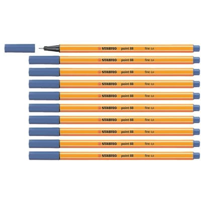 STABILO point 88 - Premium Fineliner - Fine 0,4 mm – Blauw– Doos 10 stuks