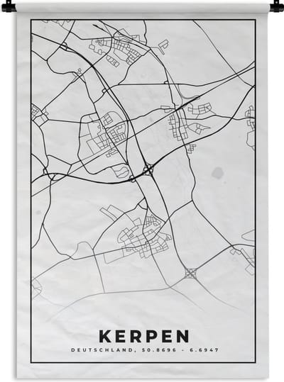 Wandkleed - Wanddoek - Kerpen - Plattegrond - Kaart - Stadskaart - 120x180 cm - Wandtapijt