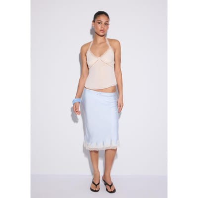 Stradivarius Haltertop met kanten detail  Ecru XS