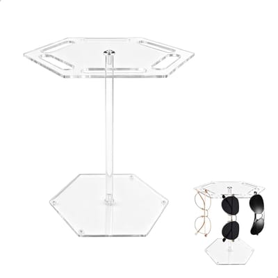 Brillenstandaard Acryl - Zonnebril Houder - Brillen Opbergen - Versterkte Acryl Structuur - 20x20x20 cm - Transparant