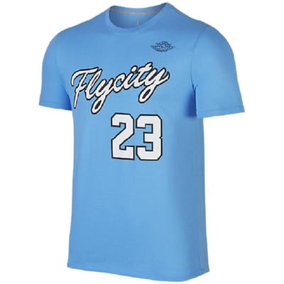 Jordan Fly City T-shirts Heren Blauw Ronde Hals Normale Rechte Pasvorm XS gray