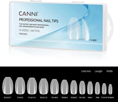 Canni Nagel Tips Mat Kort Coffin - 240 stuks - Nageltips - Nageltips voor Gelnagels - Nagel Tips Acryl - Nail Tips - Nail Tips Clear