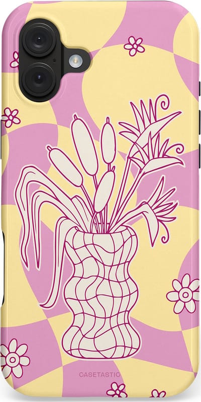 Casetastic hoesje geschikt voor Apple iPhone 16 Plus - MagSafe - Dubbellaagse bescherming - Bosje vol roze - Fashion Case - Beige Lila Lichtroze