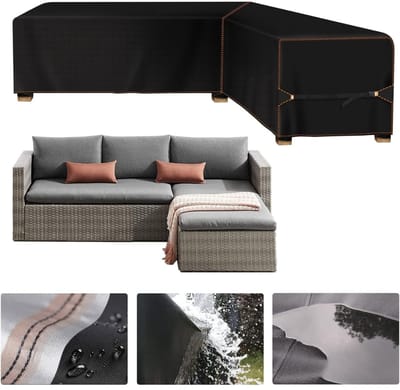 Famanu – Tuinmeubelhoes - voor L-vormige hoekbanken (links lang-rechts kort) - afdekzeil met waterdichte naden - waterdichte loungeafdekking - loungemeubelhoes - 210 x 140 x 75 cm