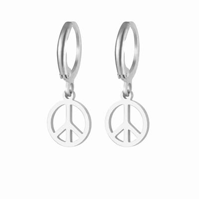 WeLoveSilver - Chirurgisch stalen oorringen - peace teken - 23 mm
